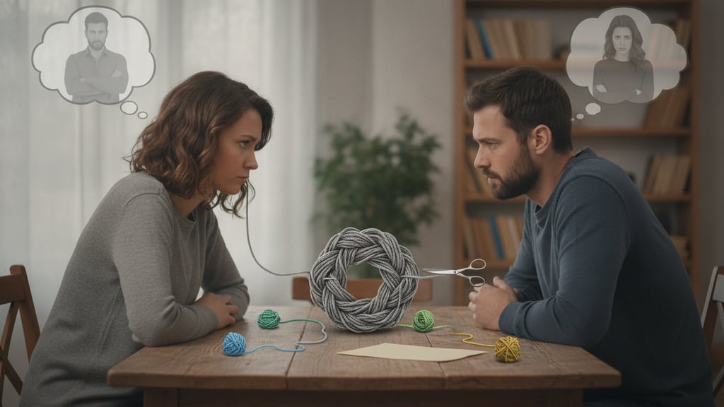 שני אנשים בשיחה המבטאת תקשורת ואי-הבנות בקשר